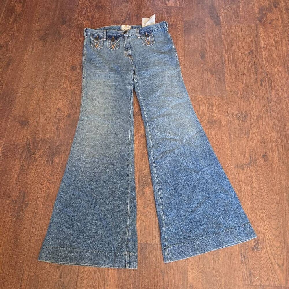 Current/Elliott The Mini Pocket Mid Rise Wide Leg Jeans